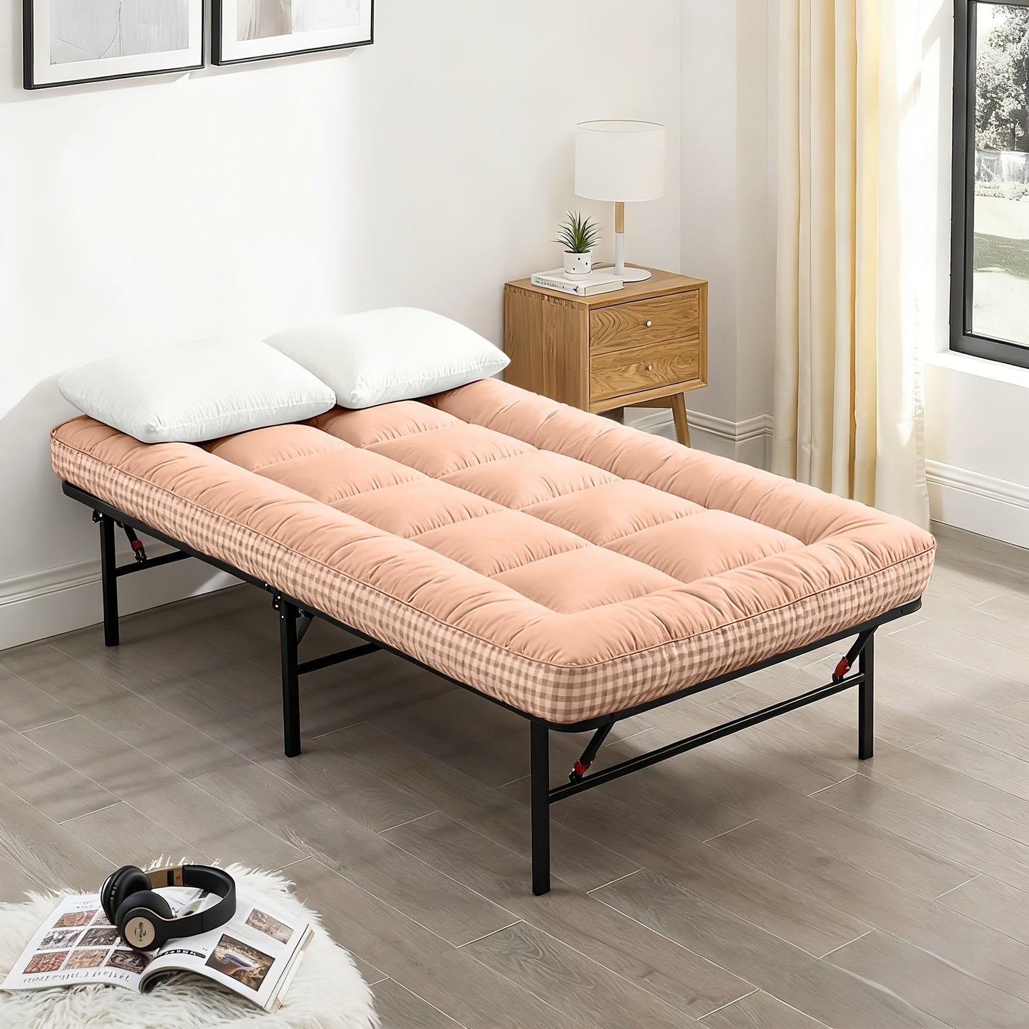 Mattress Toppers shown in the pink, Twin option