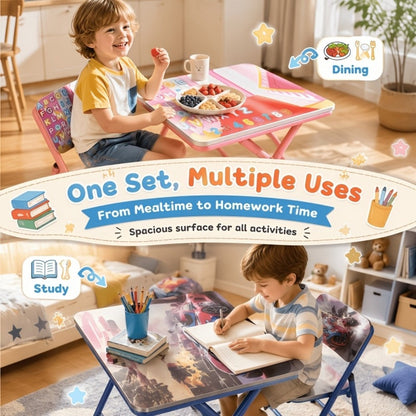 Foldable Metal Kids Table And Chair Set with Two Chairs Included for Kids' Room detail image - detail view 15
