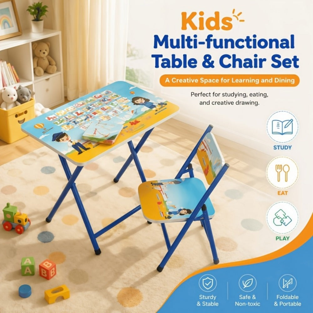 Foldable Metal Kids Table And Chair Set with Two Chairs Included for Kids' Room detail image - detail view 16