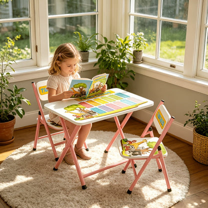 Foldable Metal Kids Table And Chair Set with Two Chairs Included for Kids' Room detail image - detail view 17