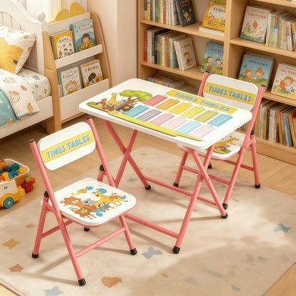 Foldable Metal Kids Table And Chair Set with Two Chairs Included for Kids' Room detail image - detail view 6