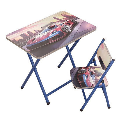 Foldable Metal Kids Table And Chair Set with Two Chairs Included for Kids' Room detail image - detail view 7