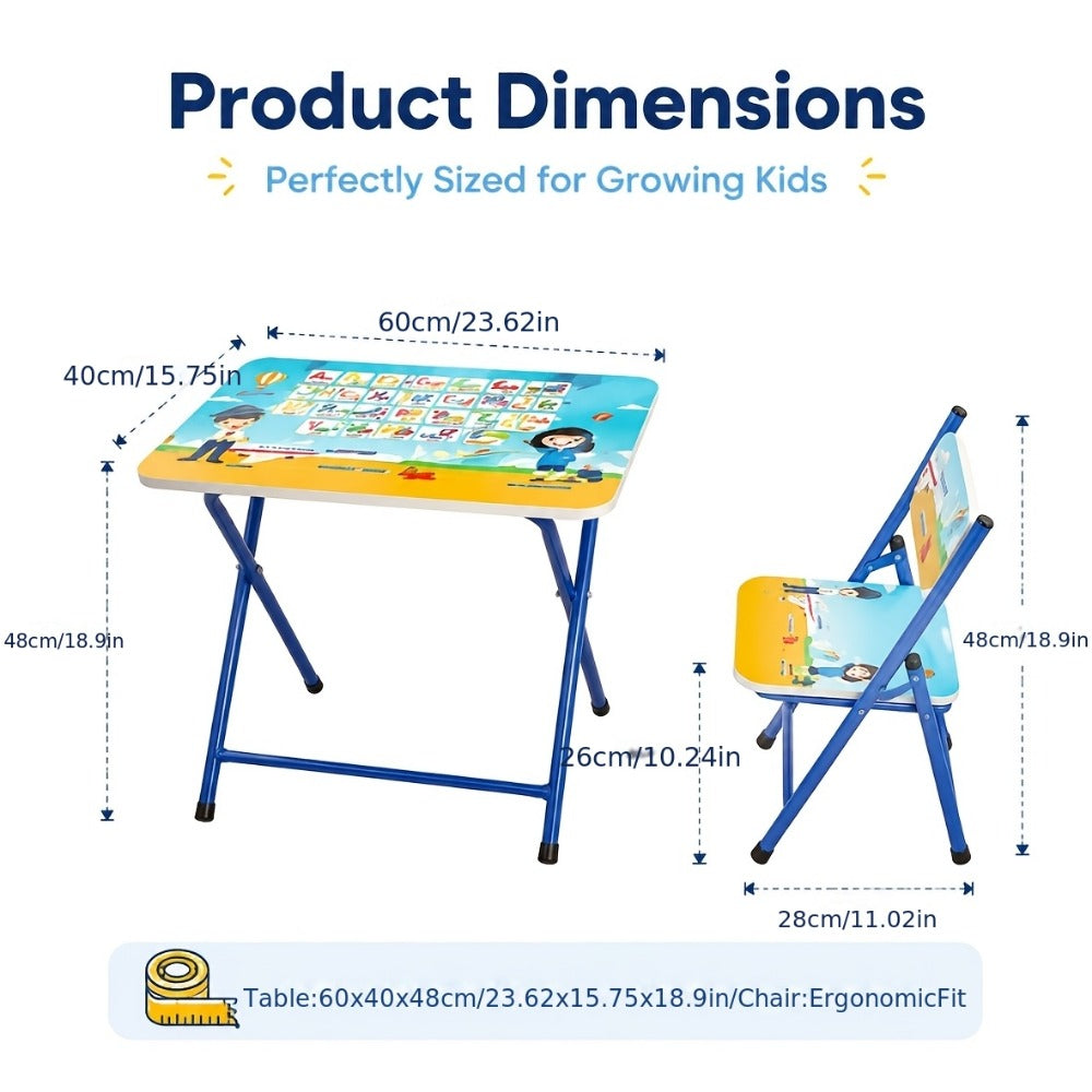 Foldable Metal Kids Table And Chair Set with Two Chairs Included for Kids' Room detail image - detail view 9