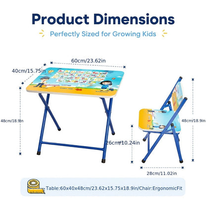 Foldable Metal Kids Table And Chair Set with Two Chairs Included for Kids' Room detail image - detail view 9