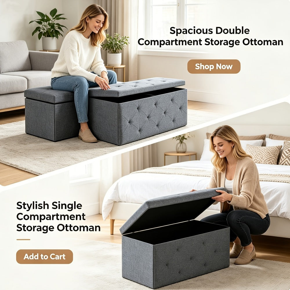 Foldable Ottoman with Waterproof Protection and Hidden Storage for Living Room detail image - detail view 6