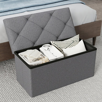 Ottoman, Folding Storage Footstool Bench with Seat Cushion Waterproof Easy-Clean Surface shown in the main product view