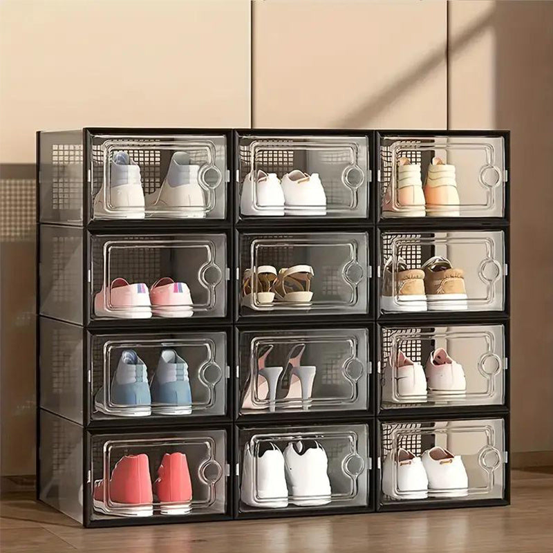 Shoe Storage Box shown in the Black, 12 Pcs option