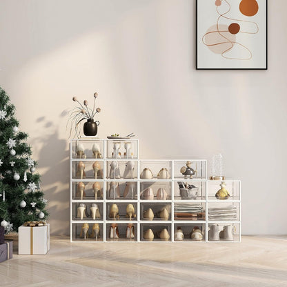 Foldable Plastic Stackable Shoe Storage Box for Entryway and Bedroom detail image - detail view 10