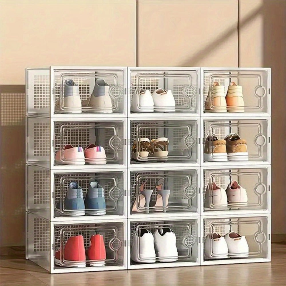 Foldable Plastic Stackable Shoe Storage Box for Entryway and Bedroom detail image - detail view 11