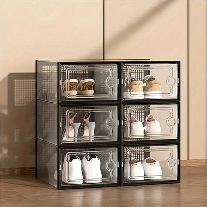 Foldable Plastic Stackable Shoe Storage Box for Entryway and Bedroom detail image - detail view 13
