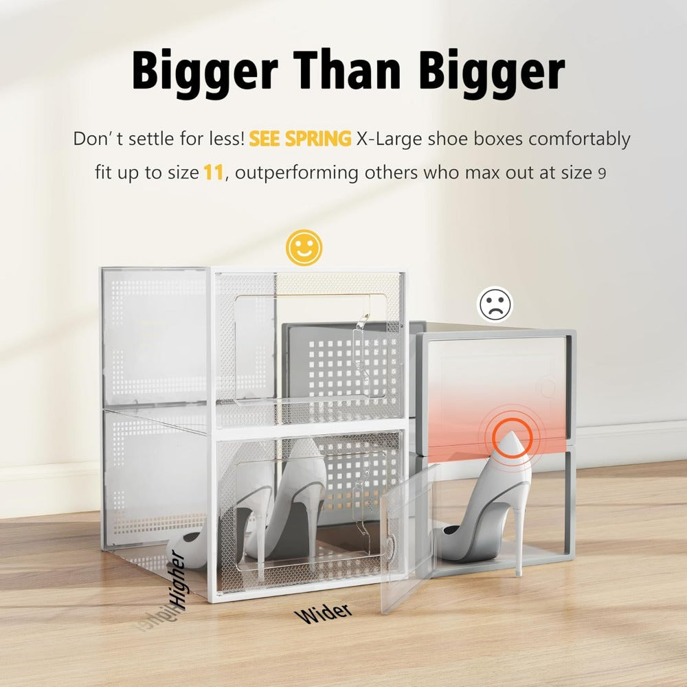 Foldable Plastic Stackable Shoe Storage Box for Entryway and Bedroom detail image - detail view 14