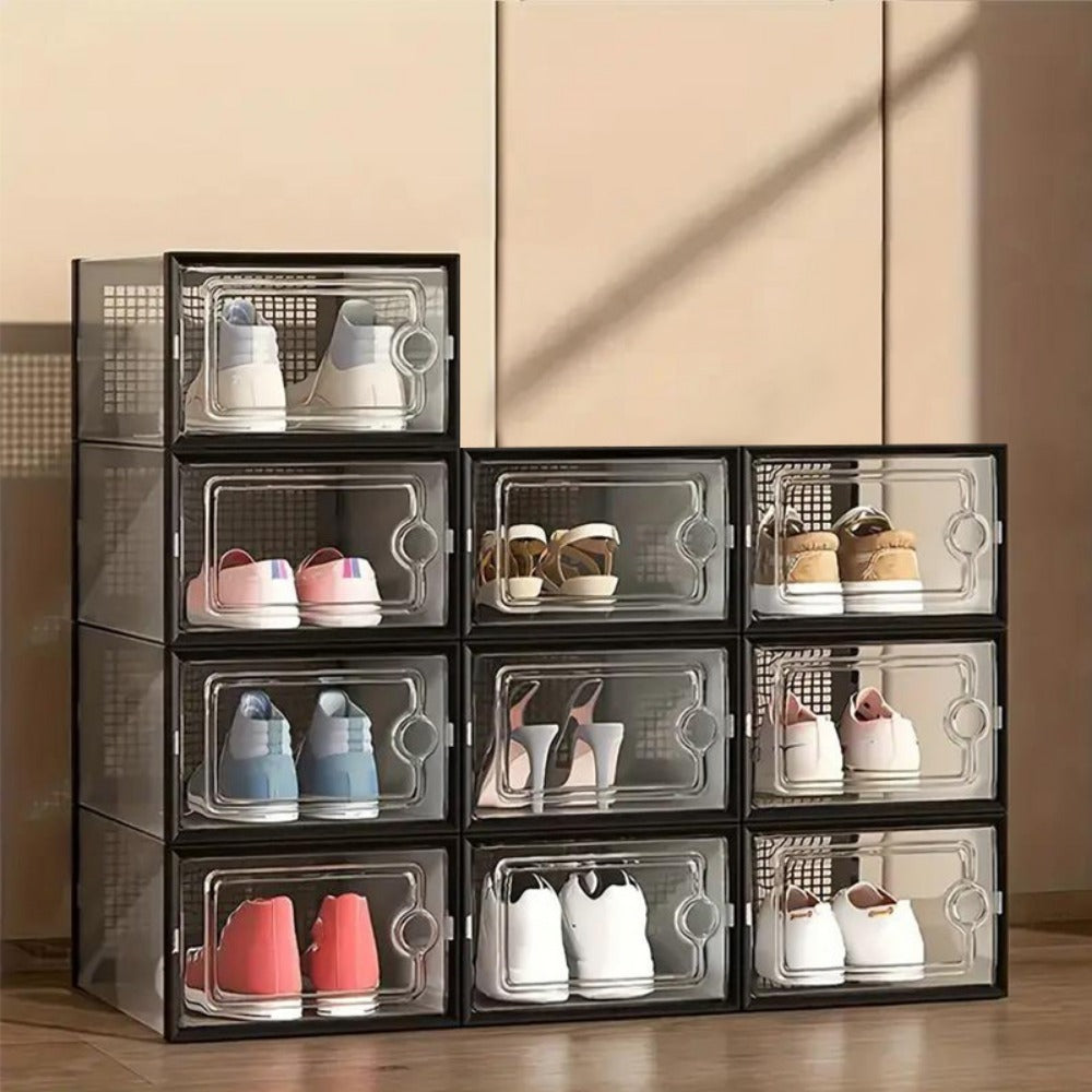 Foldable Plastic Stackable Shoe Storage Box for Entryway and Bedroom detail image - detail view 15
