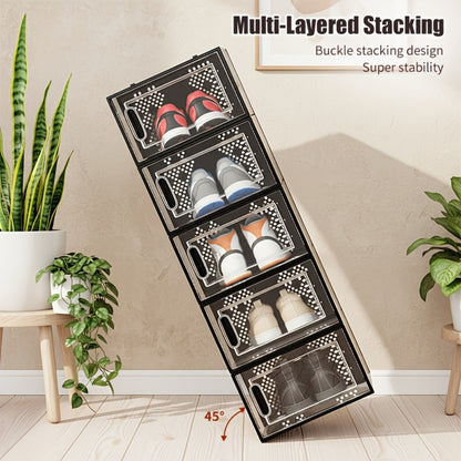 Foldable Plastic Stackable Shoe Storage Box for Entryway and Bedroom detail image - detail view 17