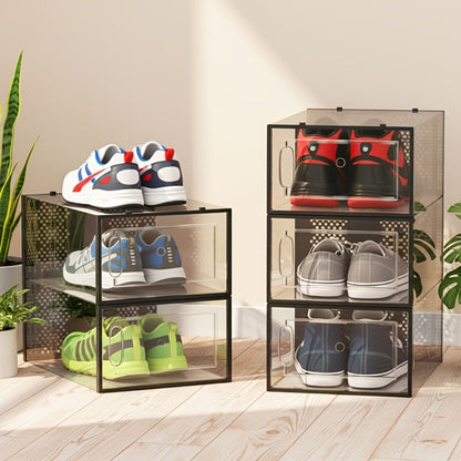 Foldable Plastic Stackable Shoe Storage Box for Entryway and Bedroom detail image