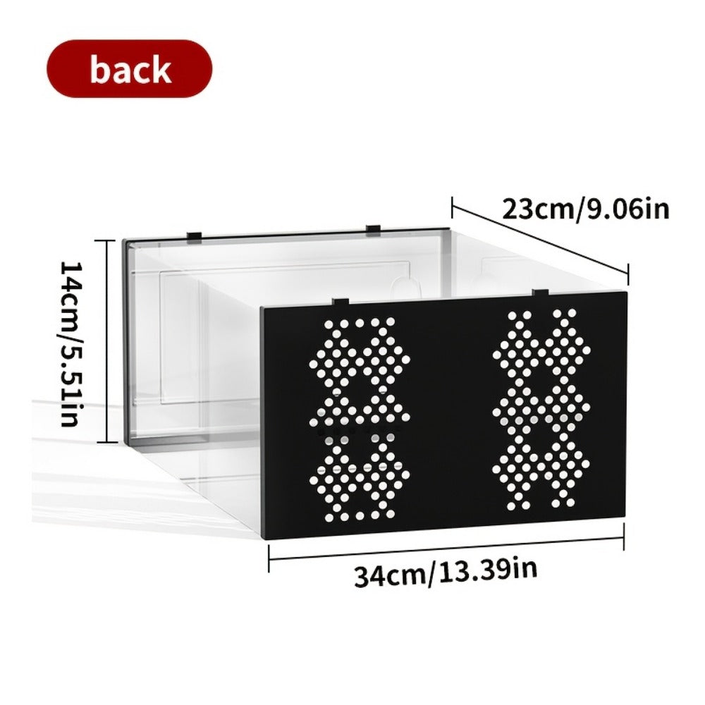 Foldable Plastic Stackable Shoe Storage Box for Entryway and Bedroom detail image - detail view 4