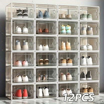 Foldable Plastic Stackable Shoe Storage Box for Entryway and Bedroom detail image - detail view 6