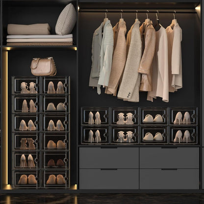 Foldable Plastic Stackable Shoe Storage Box for Entryway and Bedroom detail image - detail view 7