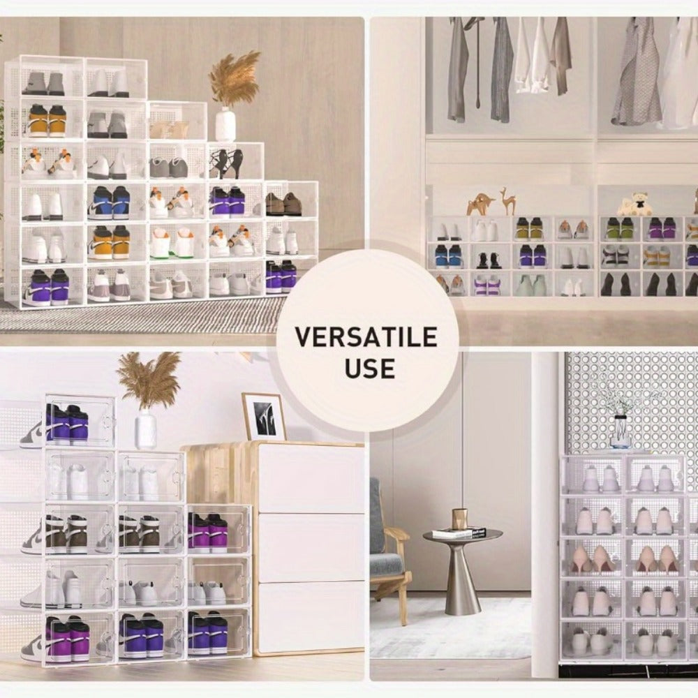 Foldable Plastic Stackable Shoe Storage Box for Entryway and Bedroom detail image - detail view 9