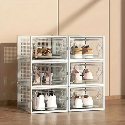 Shoe Storage Box shown in the 【white】, 6 Pack option