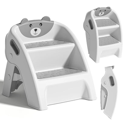 Step Stool, Foldable 2-Step Kids with Handle & Non-Slip Design, Toddler Step Stool shown in the main product view