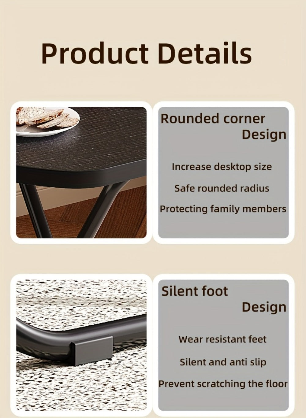 Foldable Tray Table with Non-Slip Base for Work, Display, and Everyday Use detail image - detail view 14