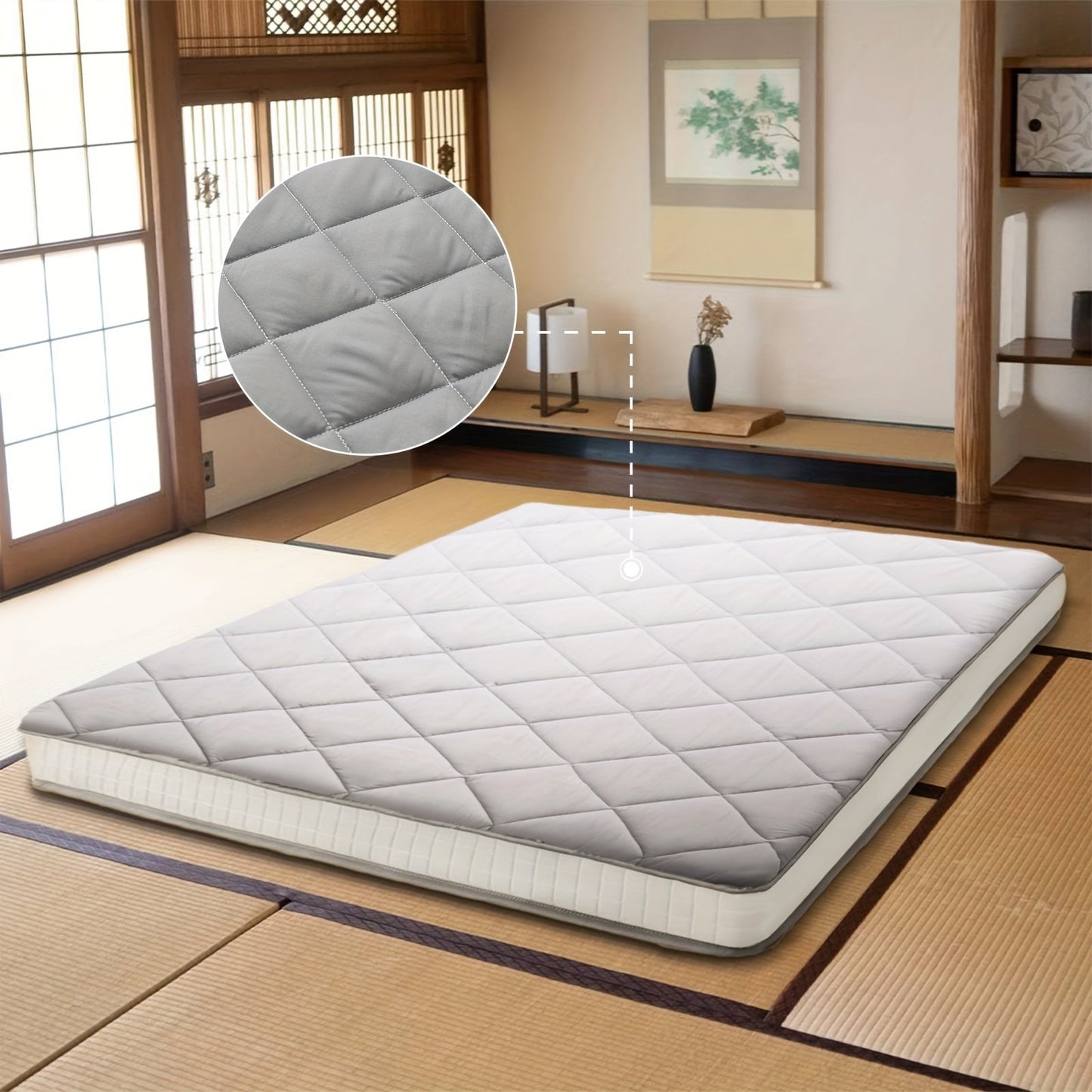 Floor Mattress shown in the Grey, Twin option