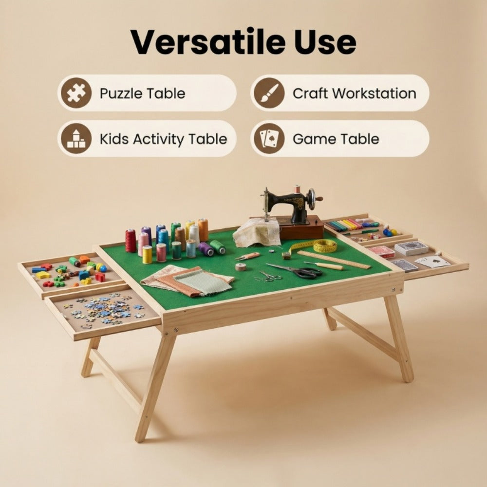 Folding Game Table with Storage Drawers and Non-Slip Base for Living Room detail image - detail view 10
