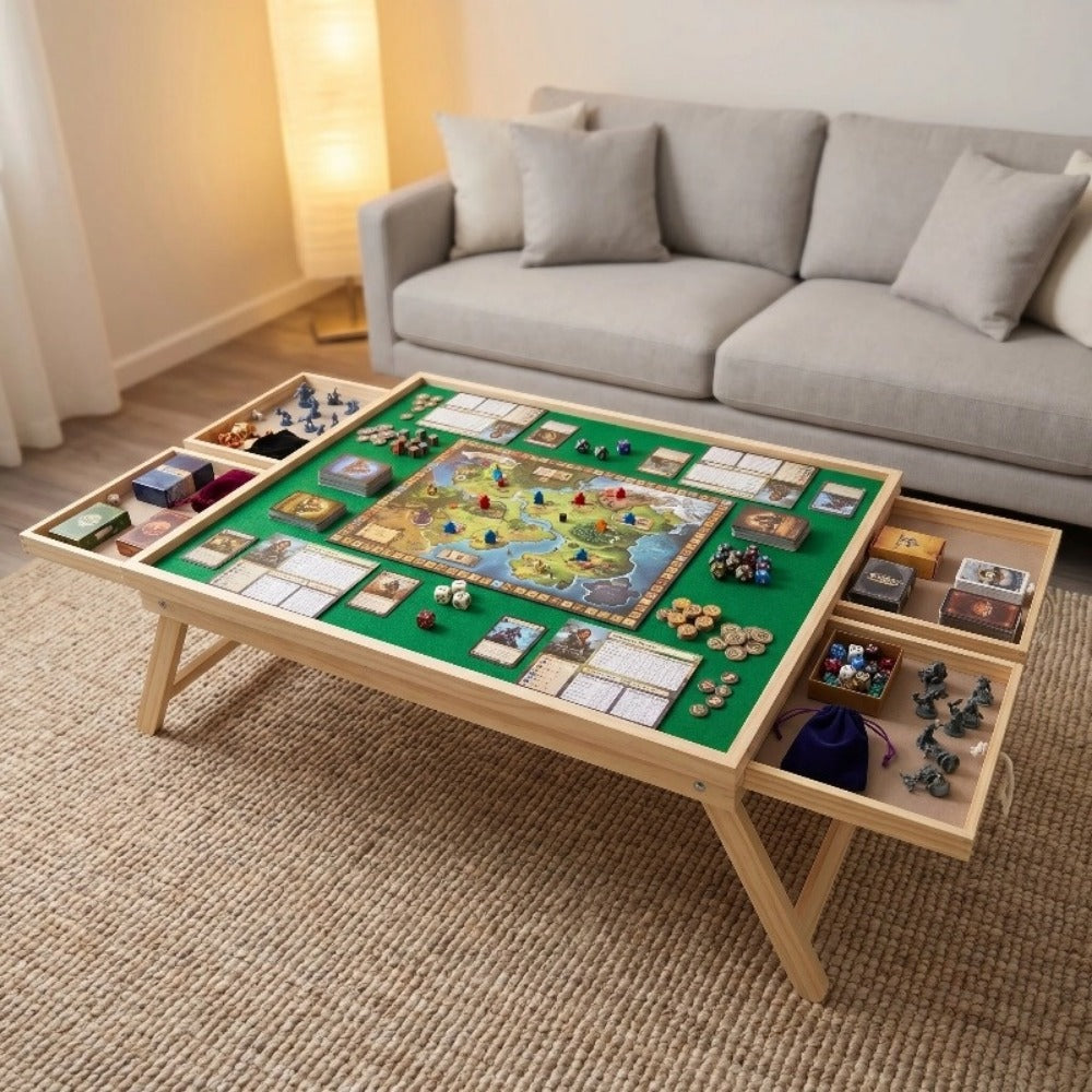 Folding Game Table with Storage Drawers and Non-Slip Base for Living Room detail image - detail view 7
