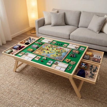 Folding Game Table with Storage Drawers and Non-Slip Base for Living Room detail image - detail view 7
