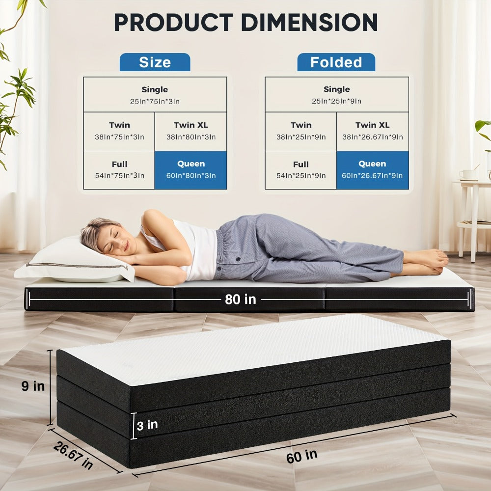Folding Mattress with Memory Foam and Washable Cover for Bedroom detail image - detail view 4