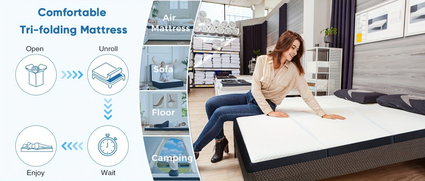 Folding Mattress with Memory Foam and Washable Cover for Bedroom detail image - detail view 8