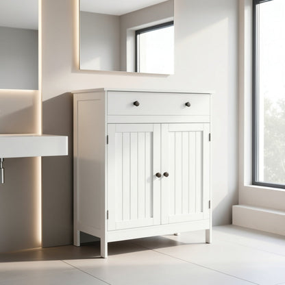 Freestanding Bathroom Cabinet with Waterproof Protection for Organized Everyday, in White detail image - detail view 6