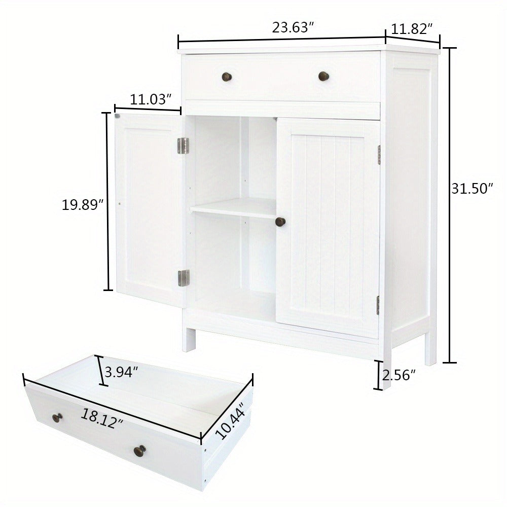 Freestanding Bathroom Cabinet with Waterproof Protection for Organized Everyday, in White detail image - detail view 8