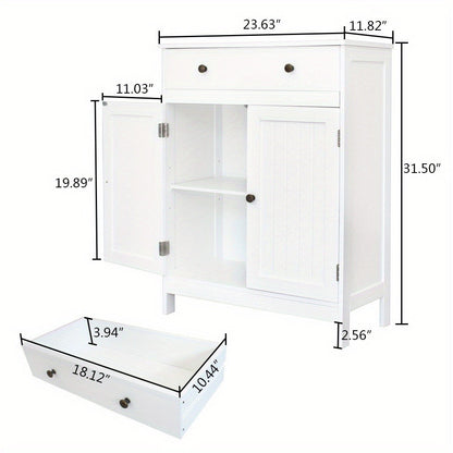 Freestanding Bathroom Cabinet with Waterproof Protection for Organized Everyday, in White detail image - detail view 8