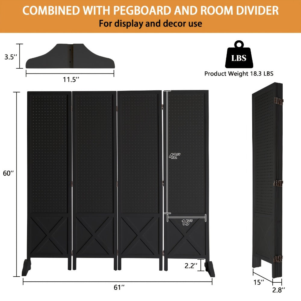 Freestanding Foldable Room Divider with Added Privacy and Multiple Color Options detail image - detail view 10