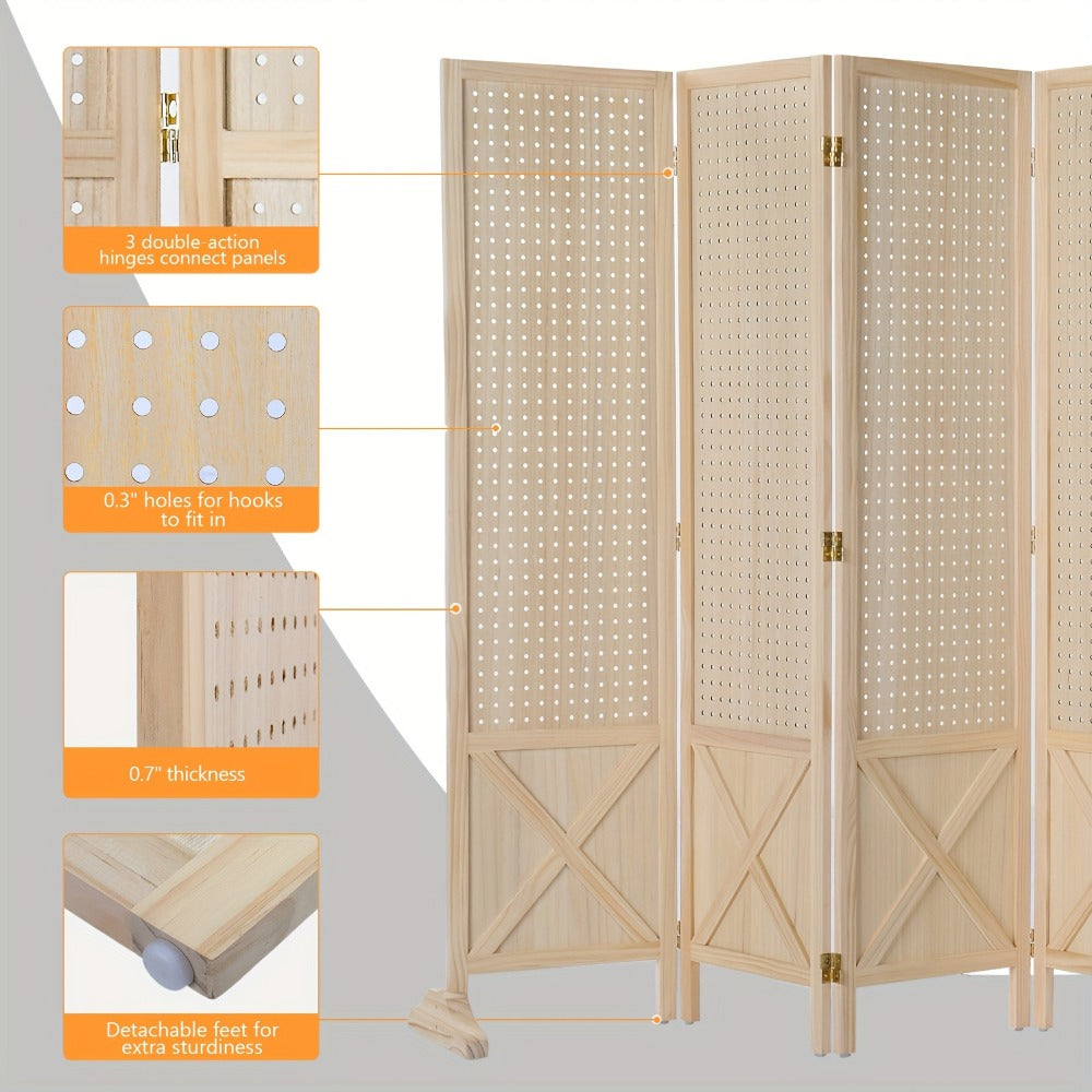Freestanding Foldable Room Divider with Added Privacy and Multiple Color Options detail image - detail view 5