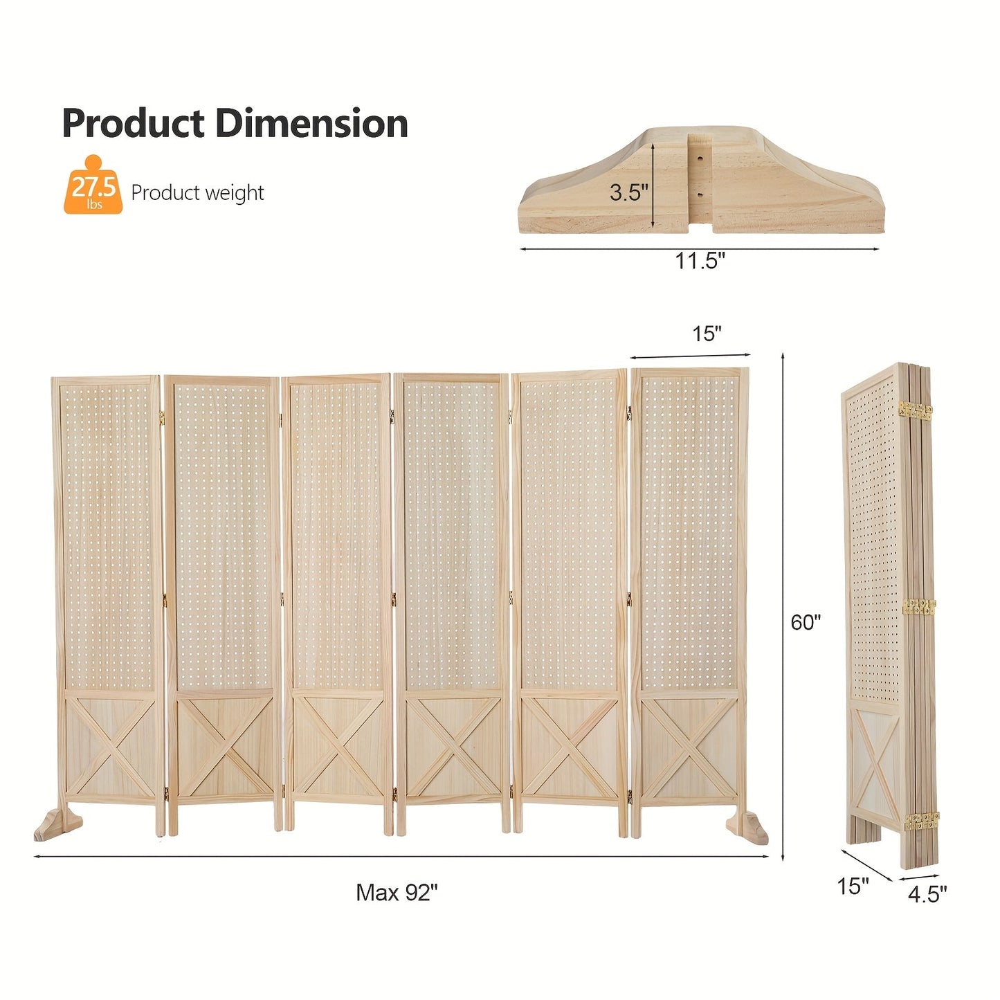 Room Divider shown in the Natural, 6 Panel option