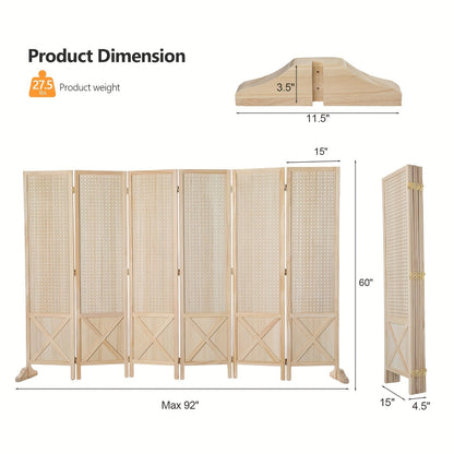 Room Divider shown in the Natural, 6 Panel option