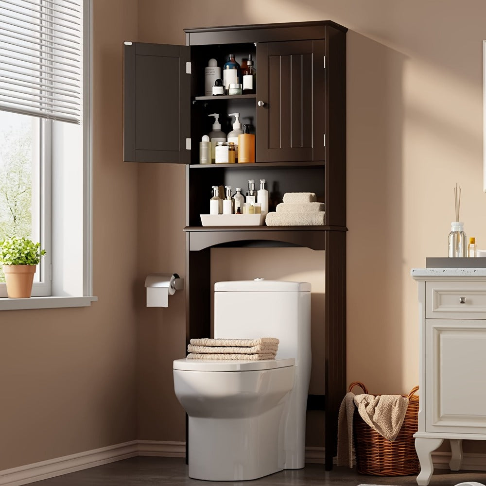 Freestanding Tall Over-the-Toilet Storage Organizer, Bathroom Space Saver for Entryway detail image