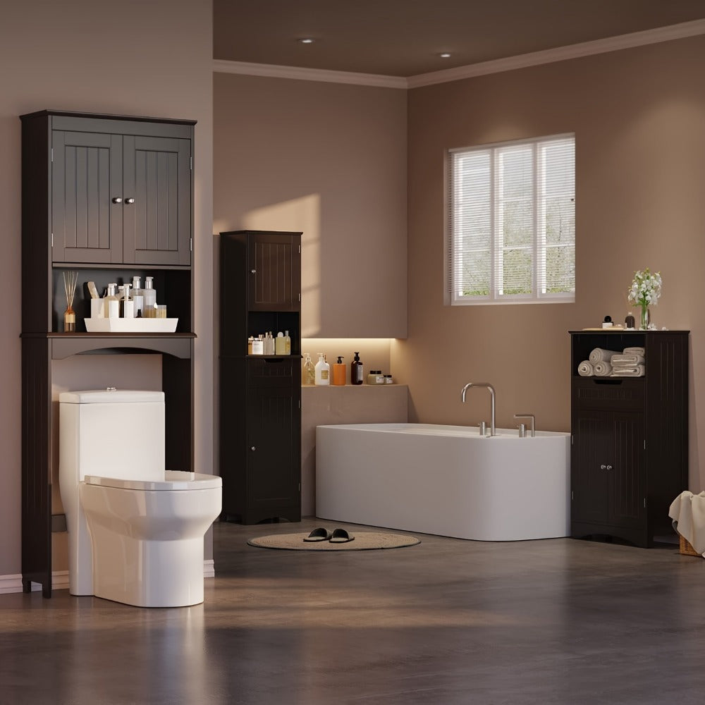 Freestanding Tall Over-the-Toilet Storage Organizer, Bathroom Space Saver for Entryway detail image - detail view 9