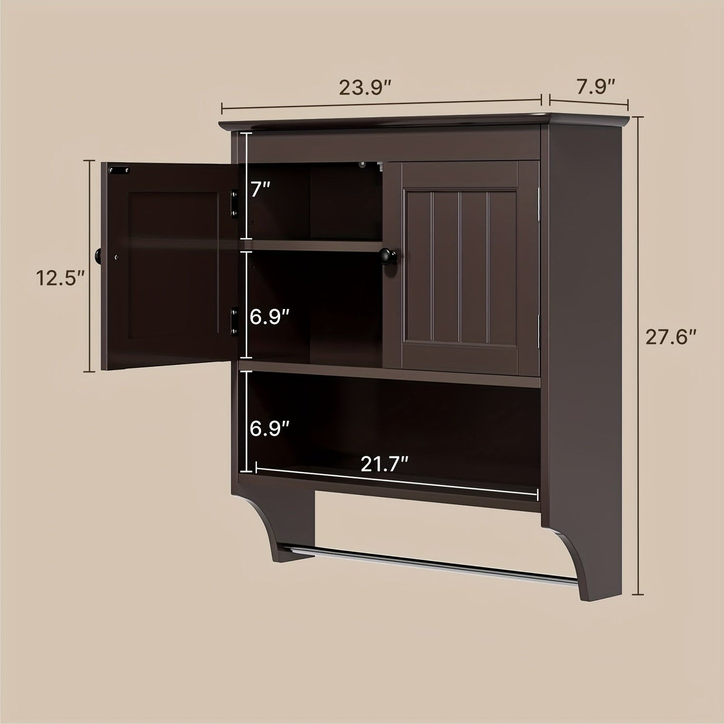 Bathroom Storage Cabinet shown in the Wall Cabinet Dark Brown option