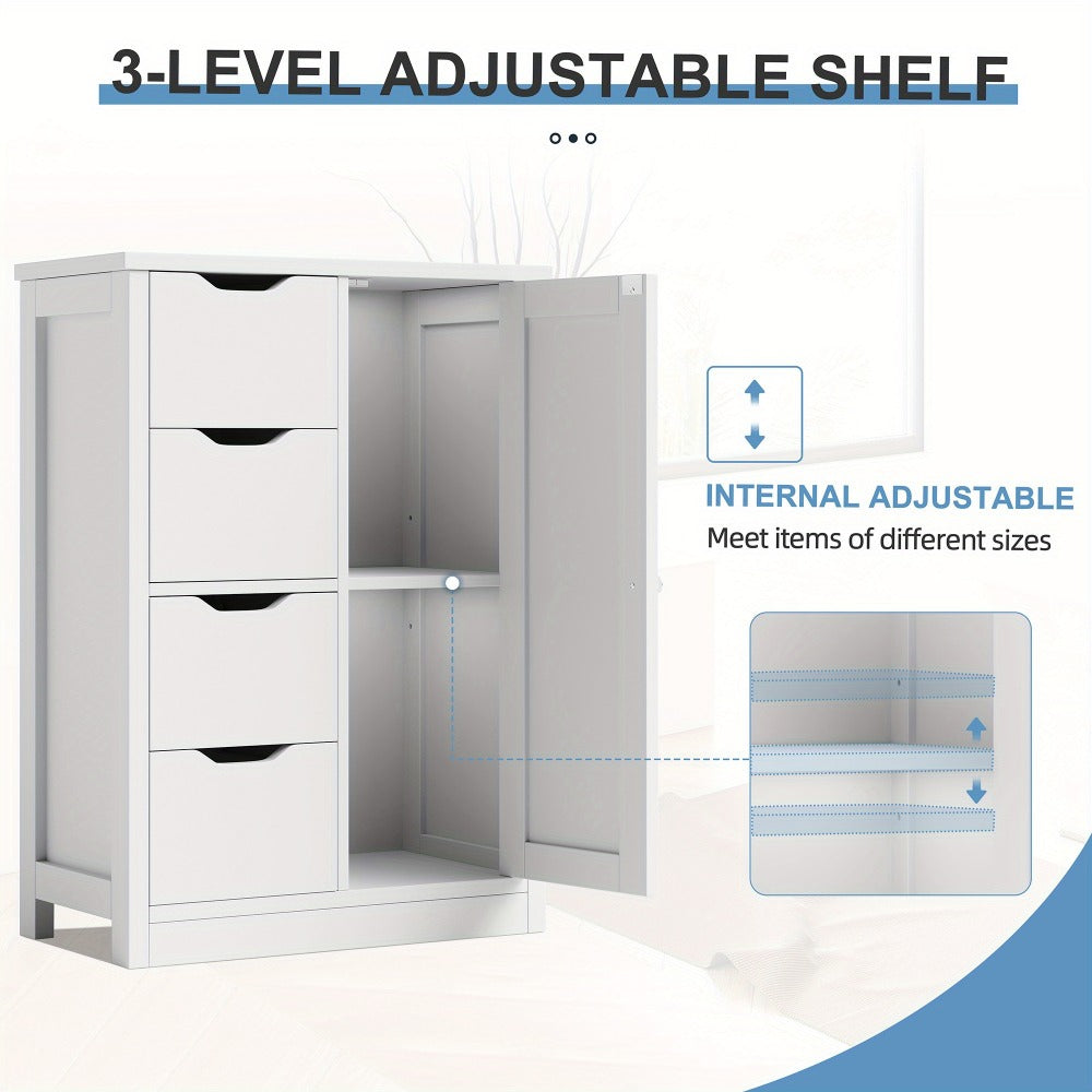 Freestanding Wood Bathroom Floor Cabinet with Side Table for Organized Everyday Storage detail image - detail view 10
