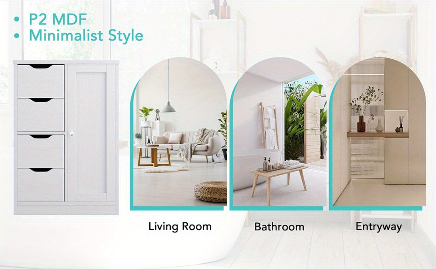 Freestanding Wood Bathroom Floor Cabinet with Side Table for Organized Everyday Storage detail image - detail view 13
