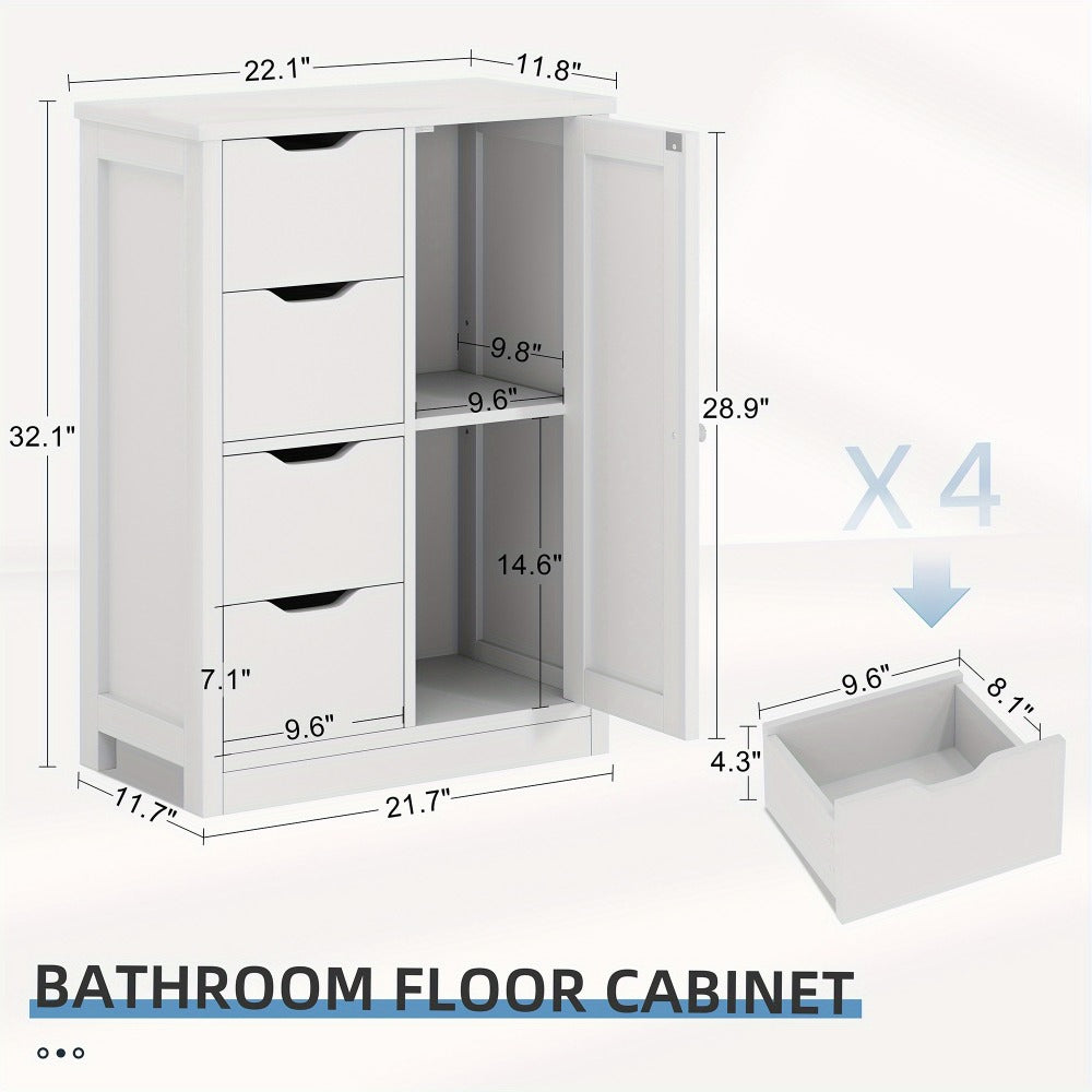 Freestanding Wood Bathroom Floor Cabinet with Side Table for Organized Everyday Storage detail image - detail view 4