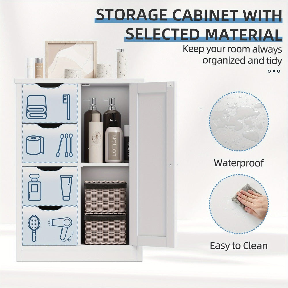 Freestanding Wood Bathroom Floor Cabinet with Side Table for Organized Everyday Storage detail image - detail view 6