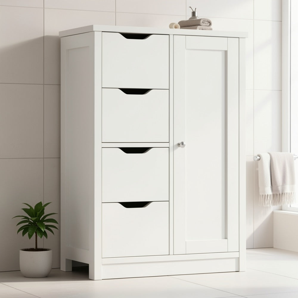 Freestanding Wood Bathroom Floor Cabinet with Side Table for Organized Everyday Storage detail image - detail view 9