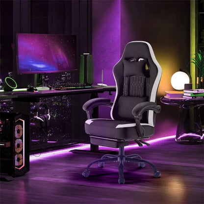 Gaming Chair, Ergonomic Computer with Footrest, Lumbar Support & Headrest - Height shown in the main product view