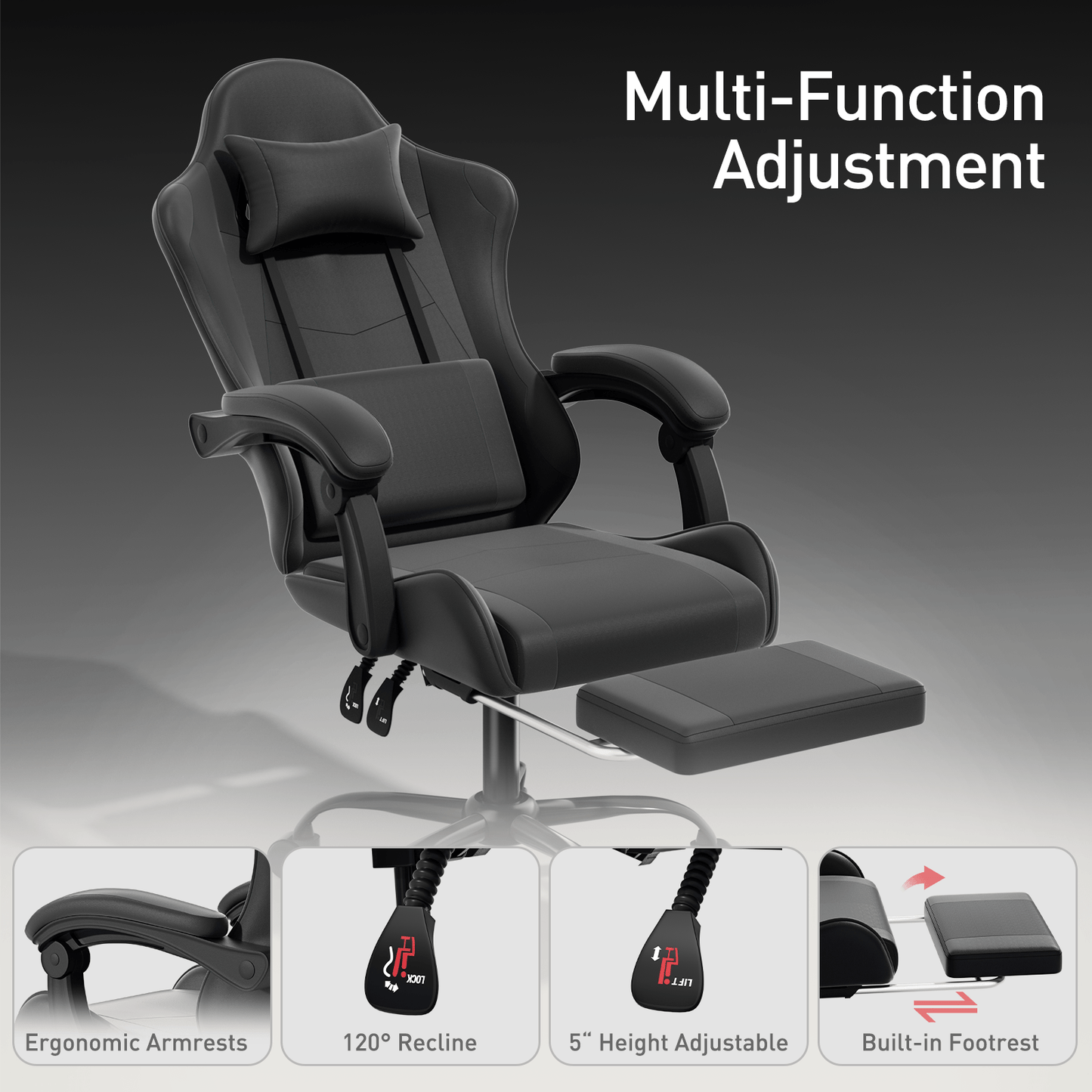 Gaming Chair, High-Back Gaming Seat for Comfortable Everyday Seating detail image - detail view 4