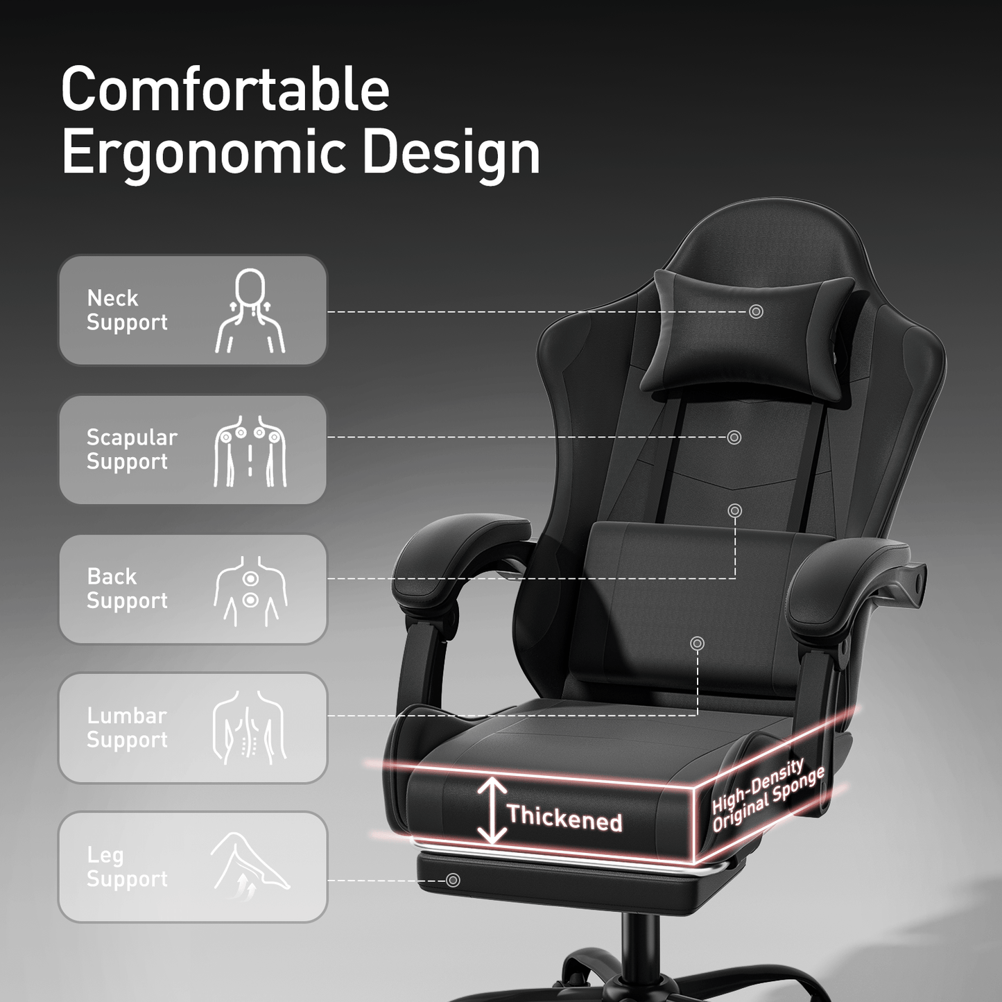 Gaming Chair, High-Back Gaming Seat for Comfortable Everyday Seating detail image - detail view 7