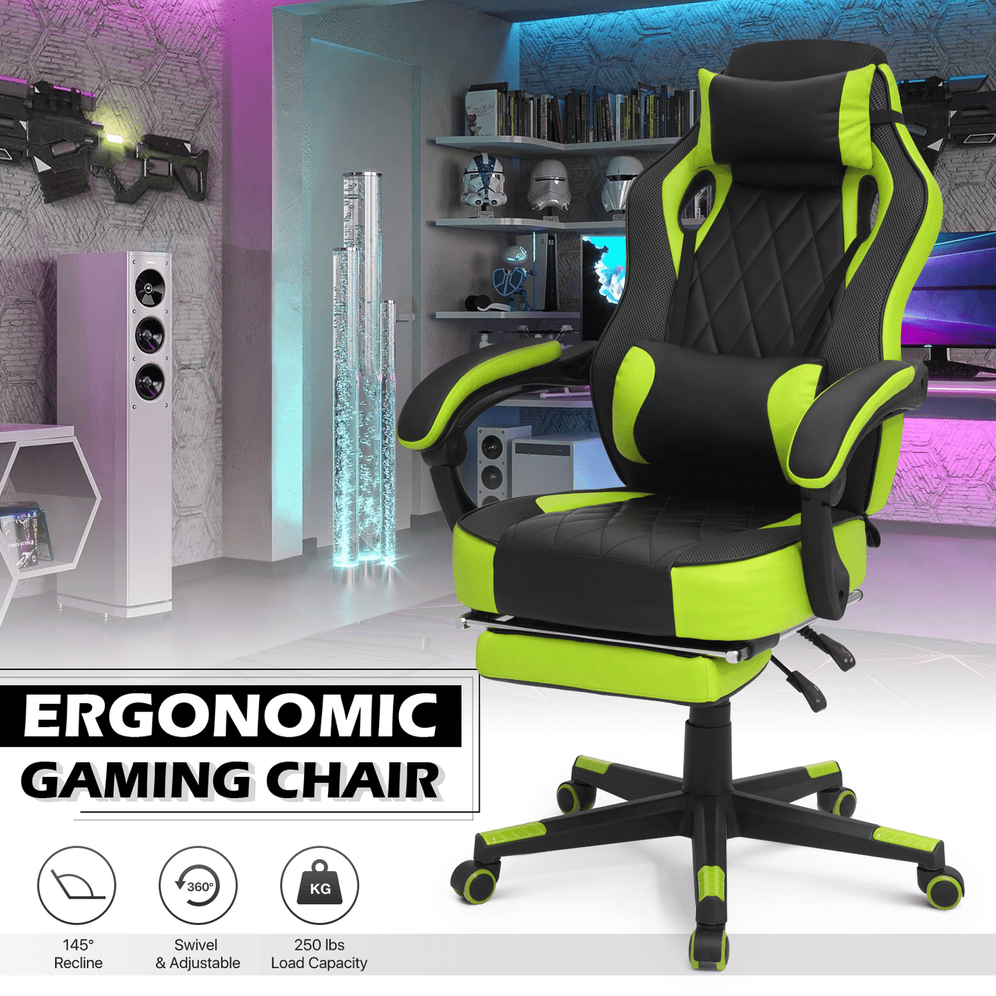 Gaming Chair shown in the Green option